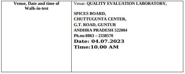 Spices Board of India Recruitment